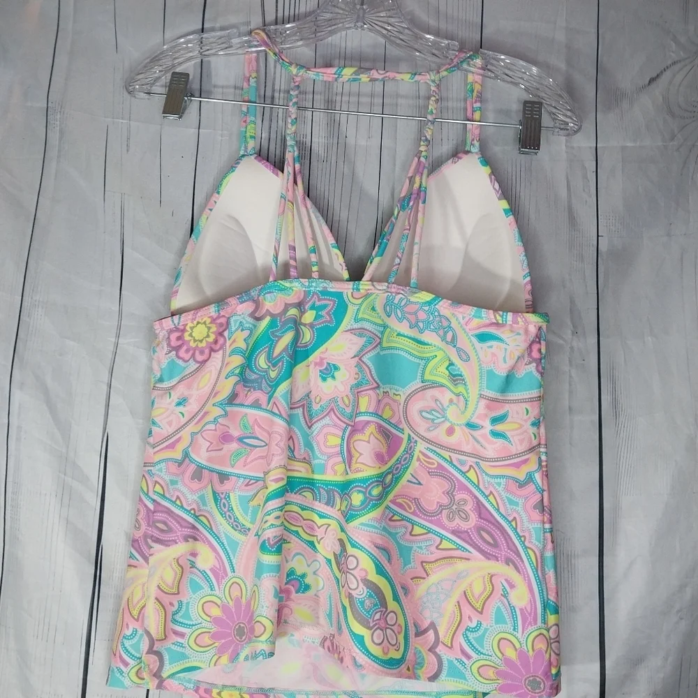 Red Camel Colorful Paisley Tankini Size L - Picture 4 of 10